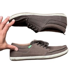 Sanuk Men's Canvas Lace Up Shoes 9 Brown Casual Round Toe Comfort Casual